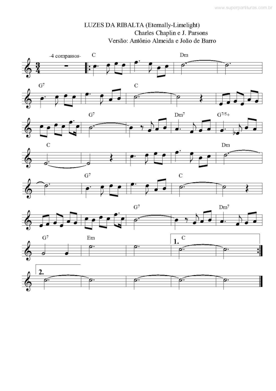 Partitura da música Luzes da Ribalta