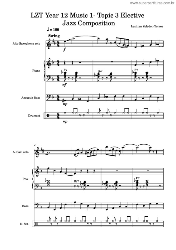 Partitura da música Lzt Year 12 Music 1– Topic 3 Elective Jazz Compostion v.2
