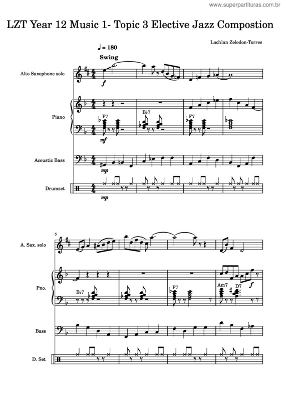 Partitura da música Lzt Year 12 Music 1– Topic 3 Elective Jazz Compostion