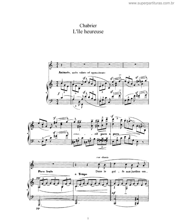 Partitura da música L’île heureuse