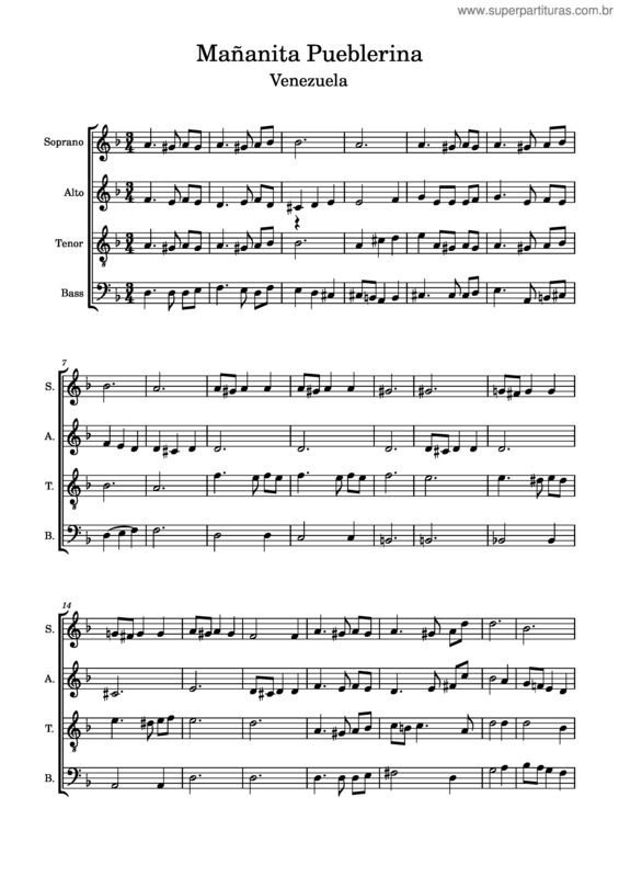Partitura da música Mañanita Pueblerina – Inocente Carreño Mañanita Pueblerina