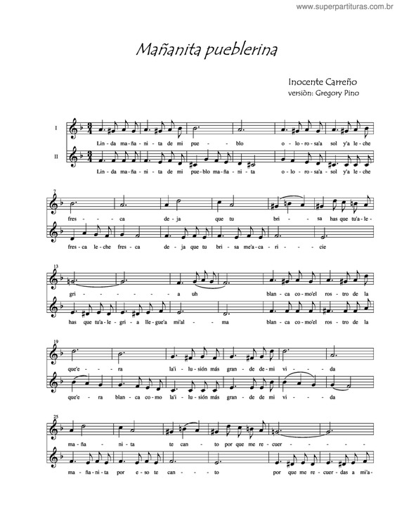 Partitura da música Mañanita Pueblerina