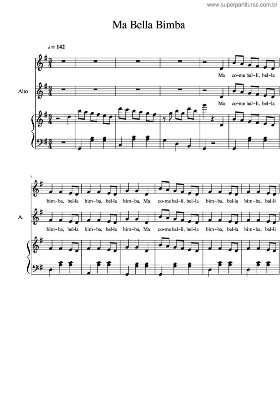 Partitura da música Ma Bella Bimba