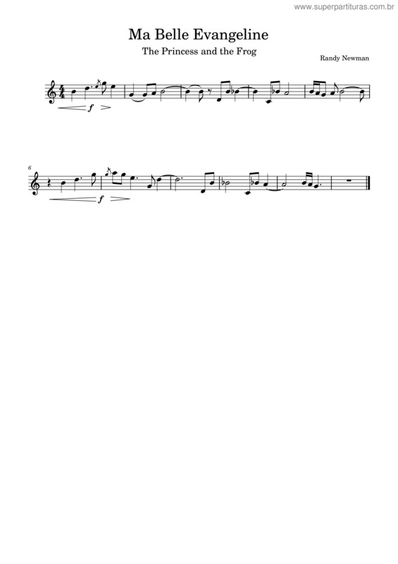 Partitura da música Ma Belle Evangeline – Randy Newman Ma Belle Evangeline