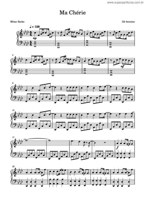 Partitura da música Ma Chérie – Dj Antoine