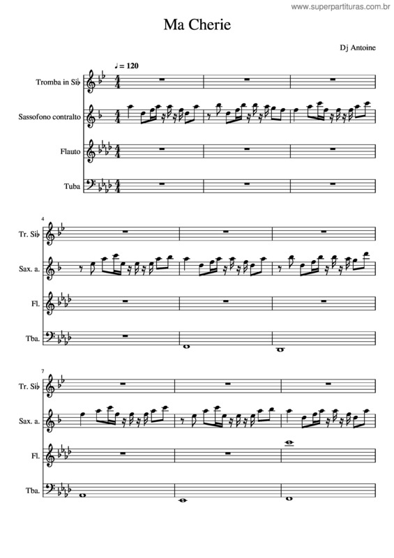 Partitura da música Ma Cherie