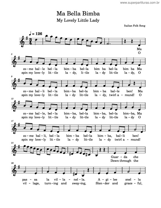 Partitura da música Ma Come Balli Bella Bimba – Misc Traditional Ma Bella Bimba