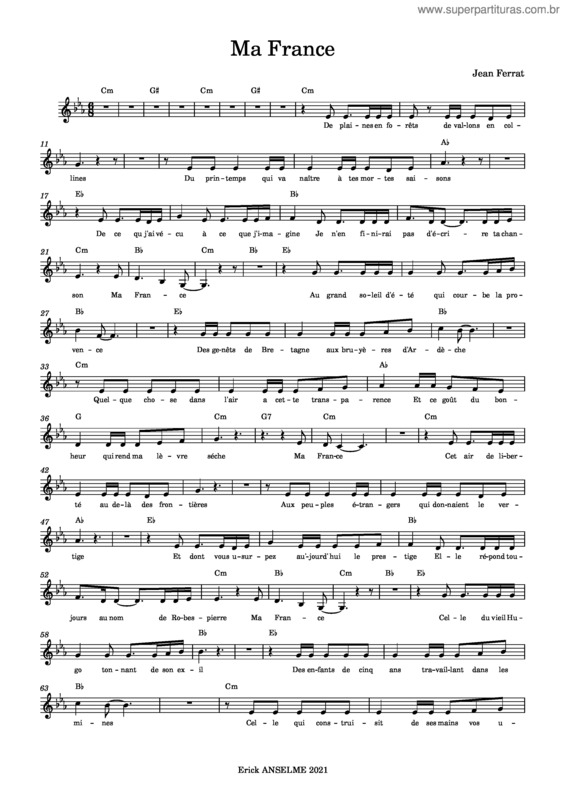 Partitura da música Ma France – Jean Ferrat