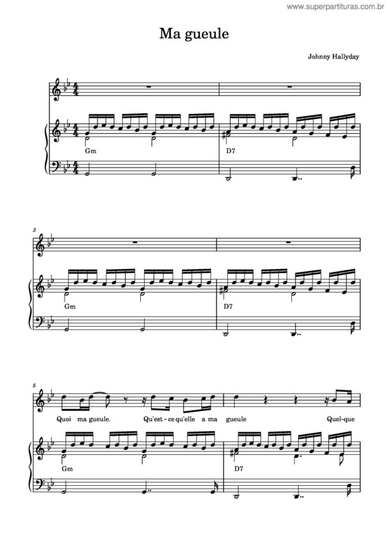 Partitura da música Ma Gueule – Johnny Hallyday