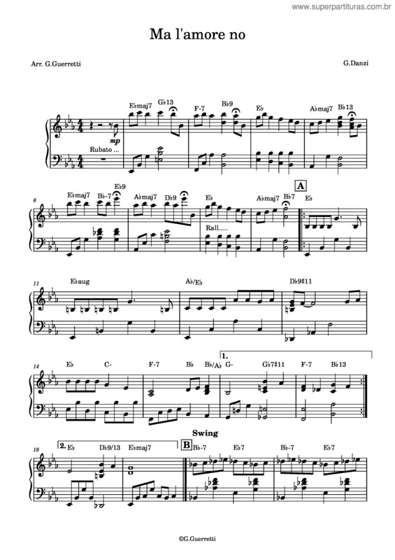 Partitura da música Ma L`Amore No – Giovanni Danzi