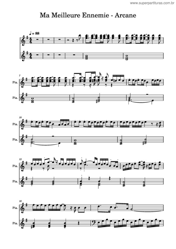 Partitura da música Ma Meilleure Ennemie – Arcane