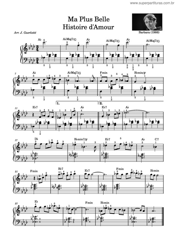 Partitura da música Ma Plus Belle Histoire D`Amour – Barbara