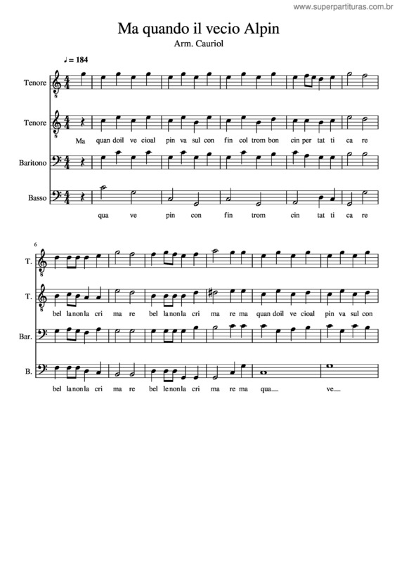 Partitura da música Ma Quando Il Vecio Alpin