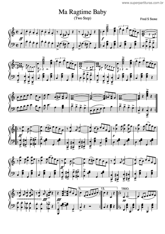 Partitura da música Ma Ragtime Baby