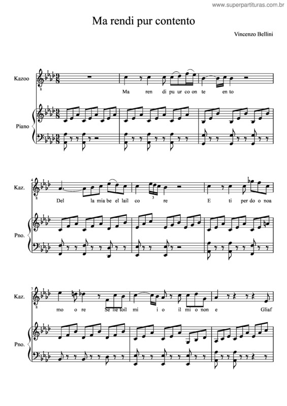 Partitura da música Ma Rendi Pur Contento