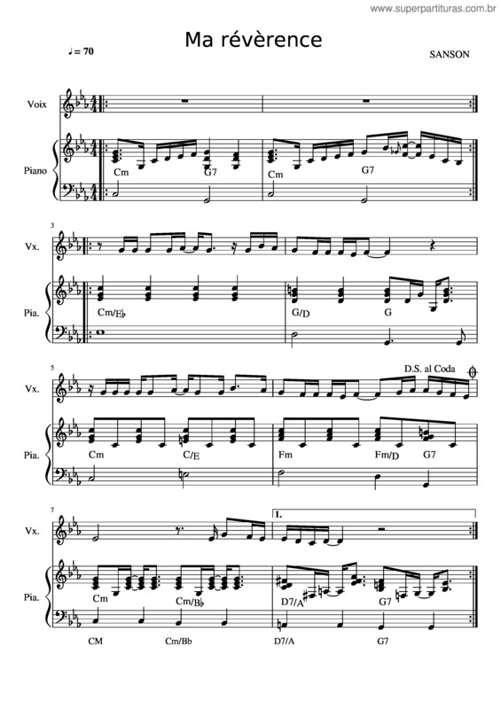 Partitura da música Ma Révèrence