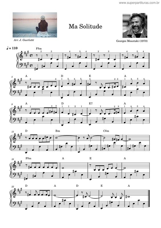 Partitura da música Ma Solitude