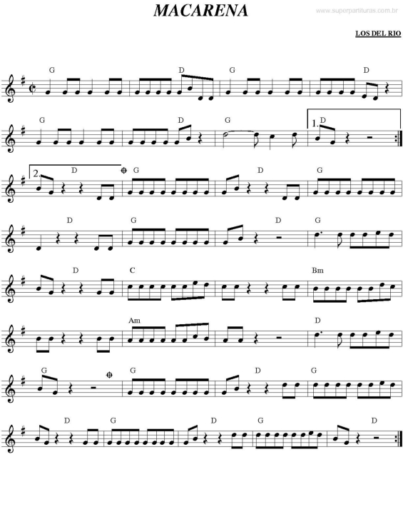 Partitura da música Macarena