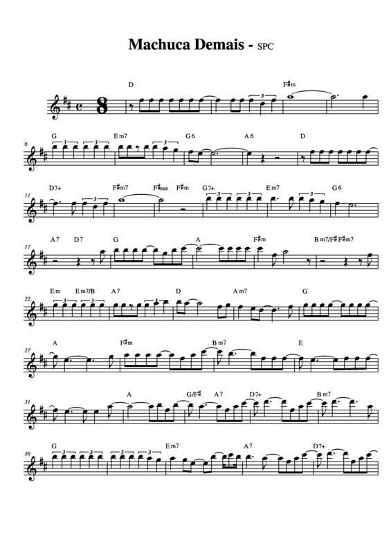 Partitura da música Machuca Demais v.2