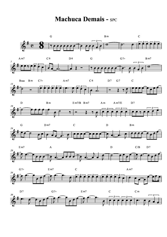 Partitura da música Machuca Demais v.3