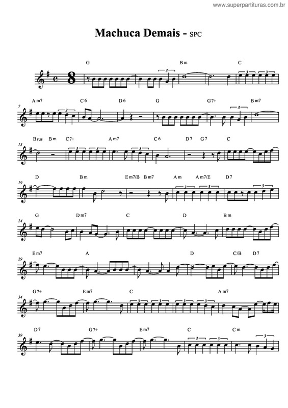 Partitura da música Machuca Demais v.4