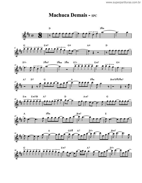 Partitura da música Machuca Demais