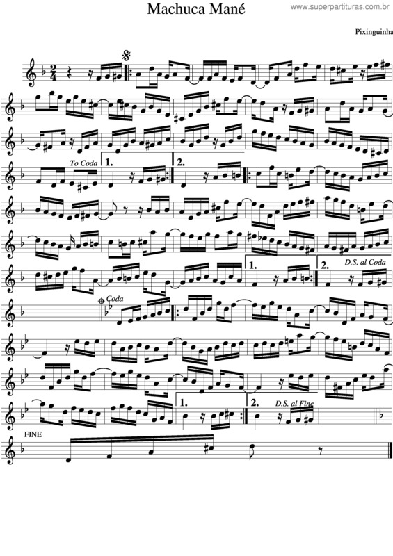 Partitura da música Machuca Mané