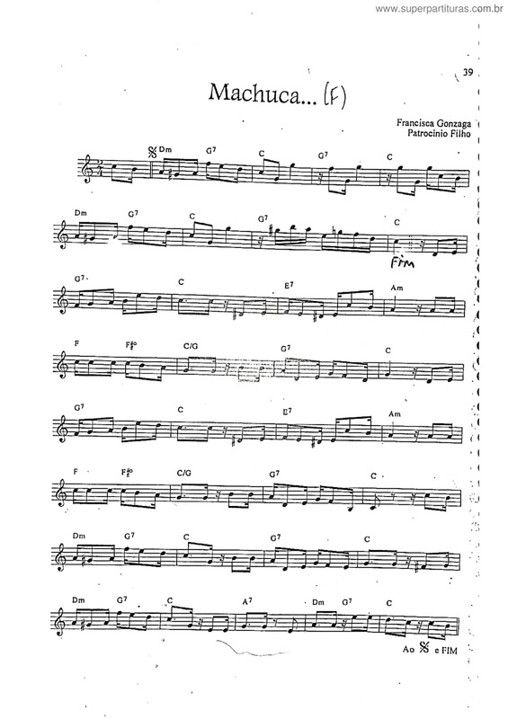 Partitura da música Machuca