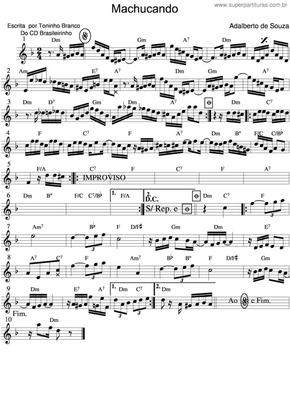 Partitura da música Machucando