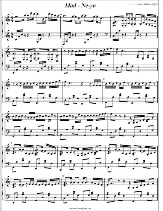 Partitura da música Mad