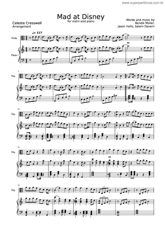 Partitura da música Mad_At_Disney Viola