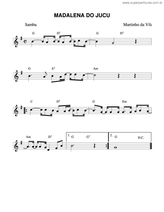 Partitura da música Madalena Do Jucu v.3