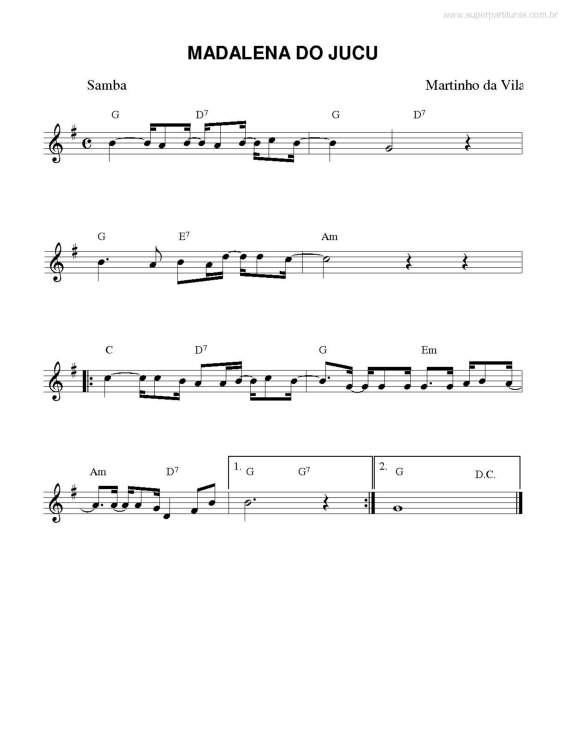 Partitura da música Madalena do Jucu