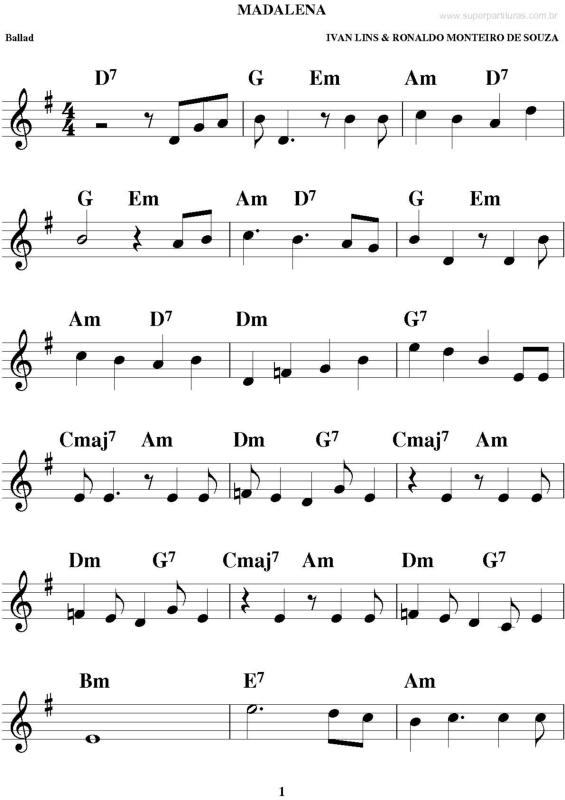 Partitura da música Madalena v.2