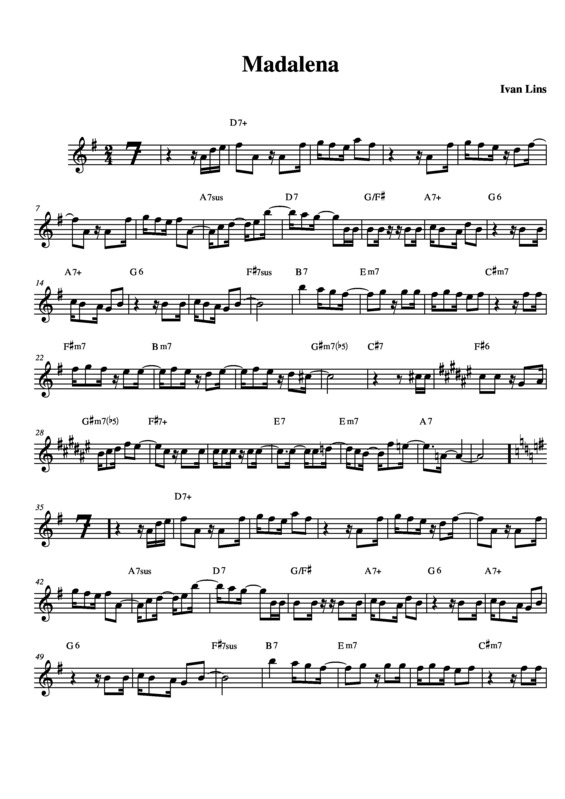 Partitura da música Madalena v.4