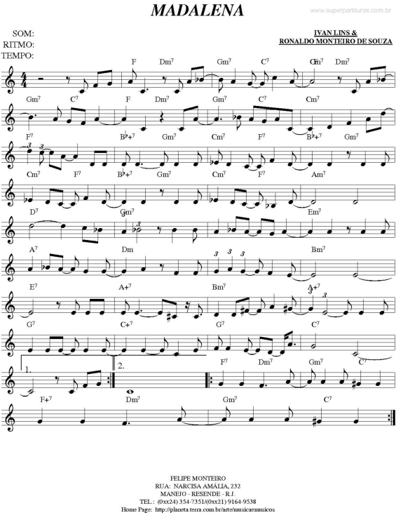 Partitura da música Madalena