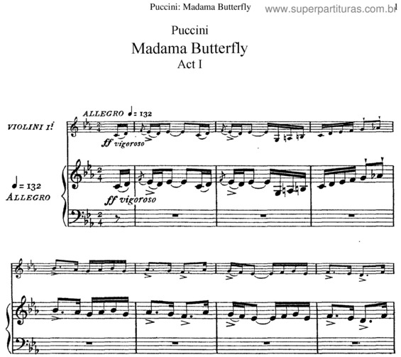 Partitura da música Madama Butterfly