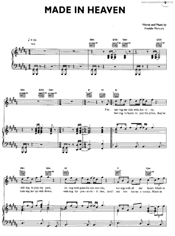 Partitura da música Made In Heaven