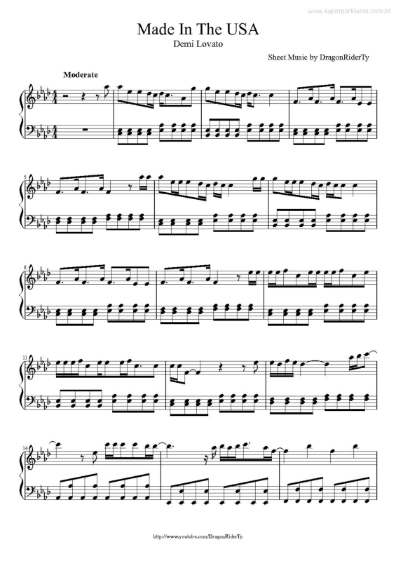 Partitura da música Made in the USA