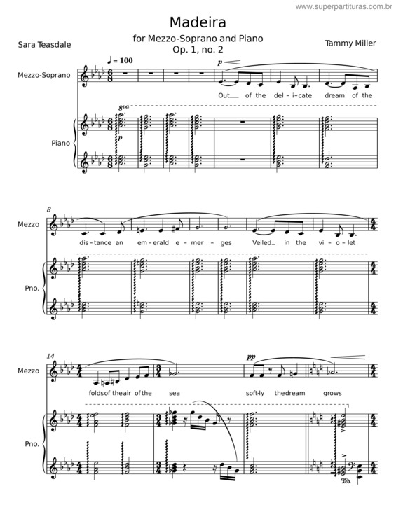 Partitura da música Madeira – Sara Teasdale