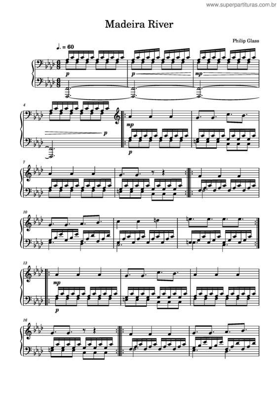 Partitura da música Madeira River – Philip Glass Madeira River