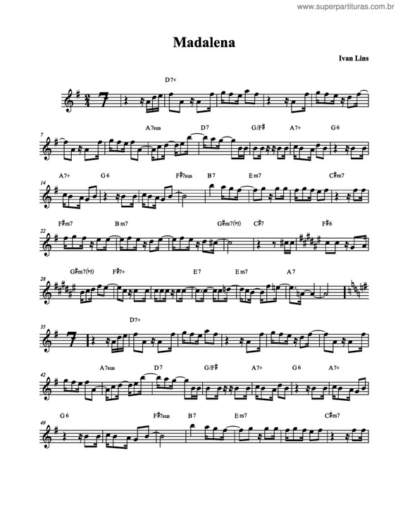 Partitura da música Madelena