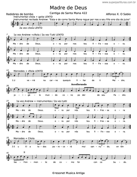 Partitura da música Madre De Deus