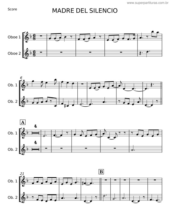 Partitura da música Madre Del Silencio