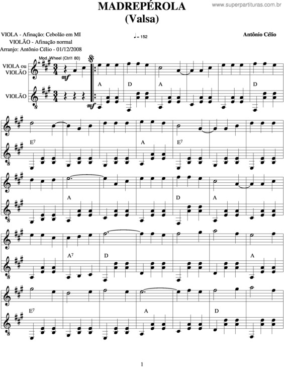 Partitura da música Madrepérola