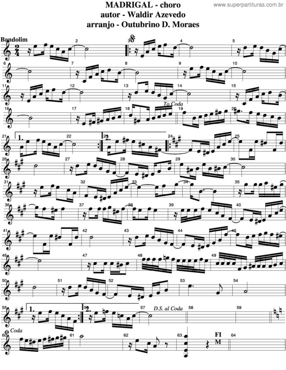 Partitura da música Madrigal v.2