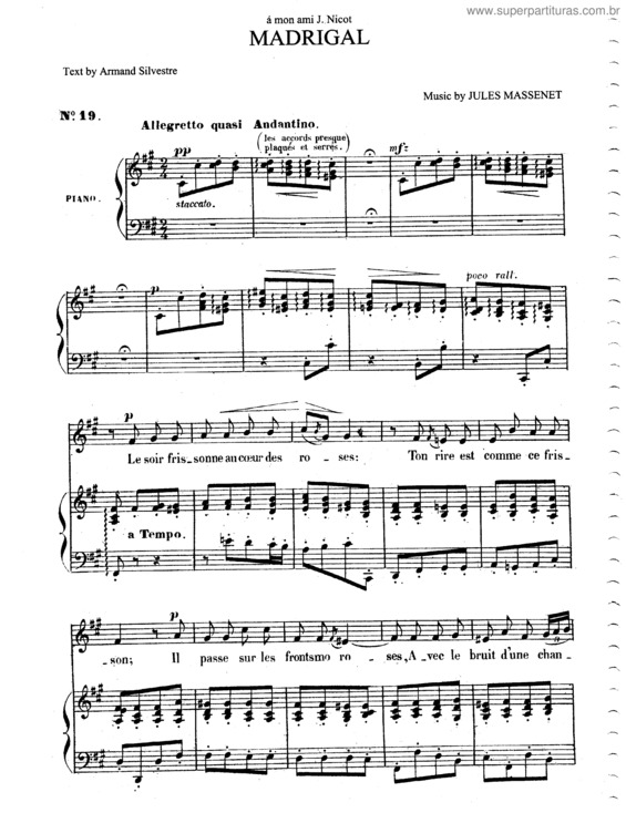 Partitura da música Madrigal v.3