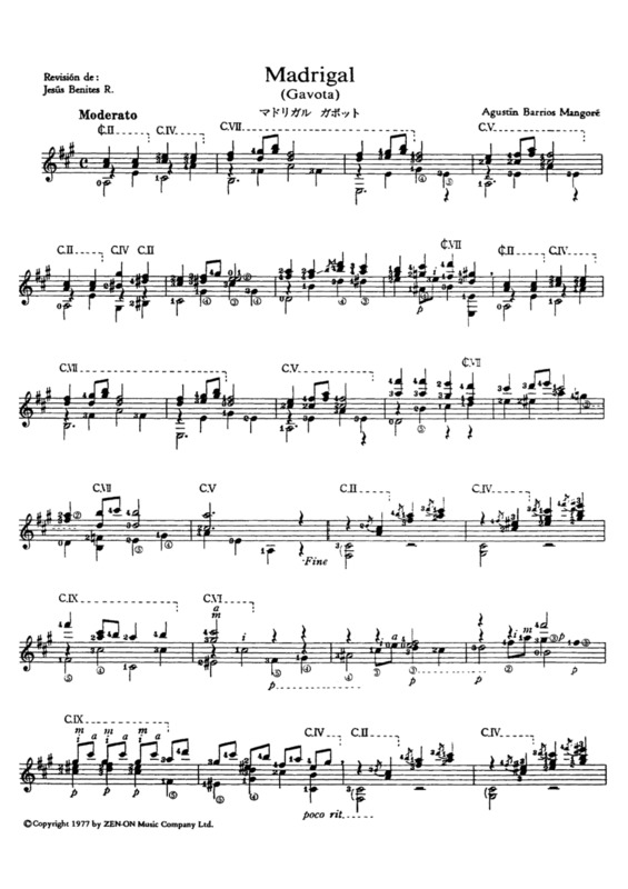 Partitura da música Madrigal v.5