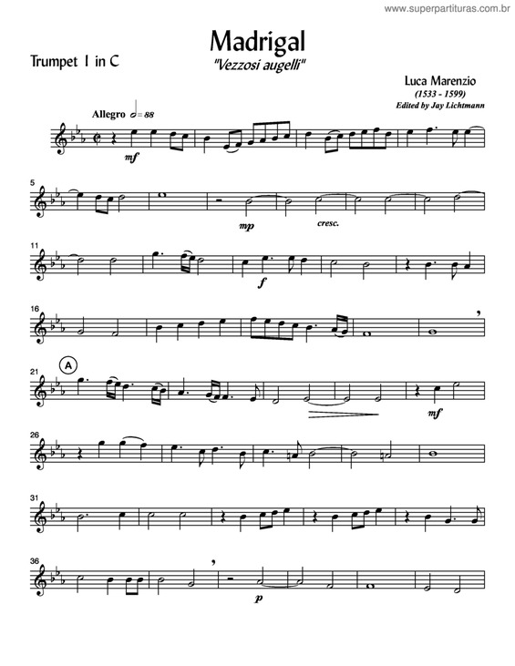 Partitura da música Madrigal v.6