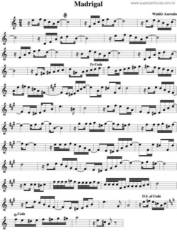 Partitura da música Madrigal